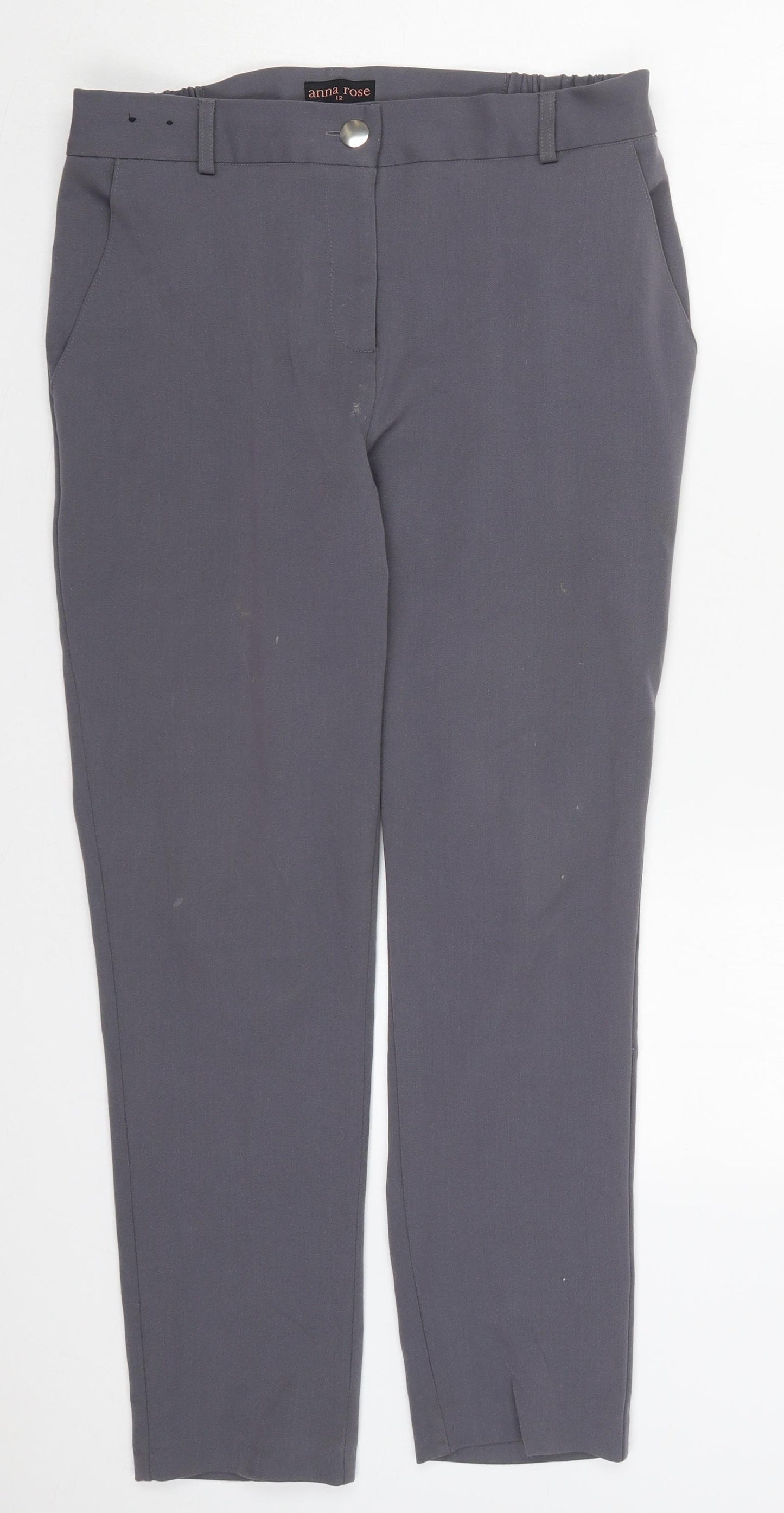Anna Rose Womens Grey  Polyester Trousers  Size 12 L27 in Regular Button