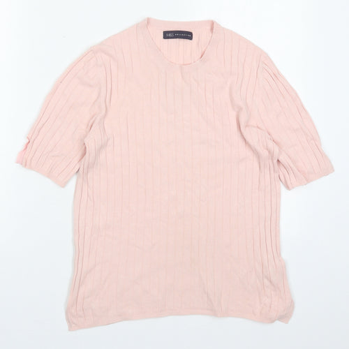 Marks and Spencer Womens Pink Crew Neck  Viscose Pullover Jumper Size 14