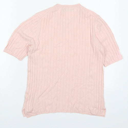 Marks and Spencer Womens Pink Crew Neck  Viscose Pullover Jumper Size 14