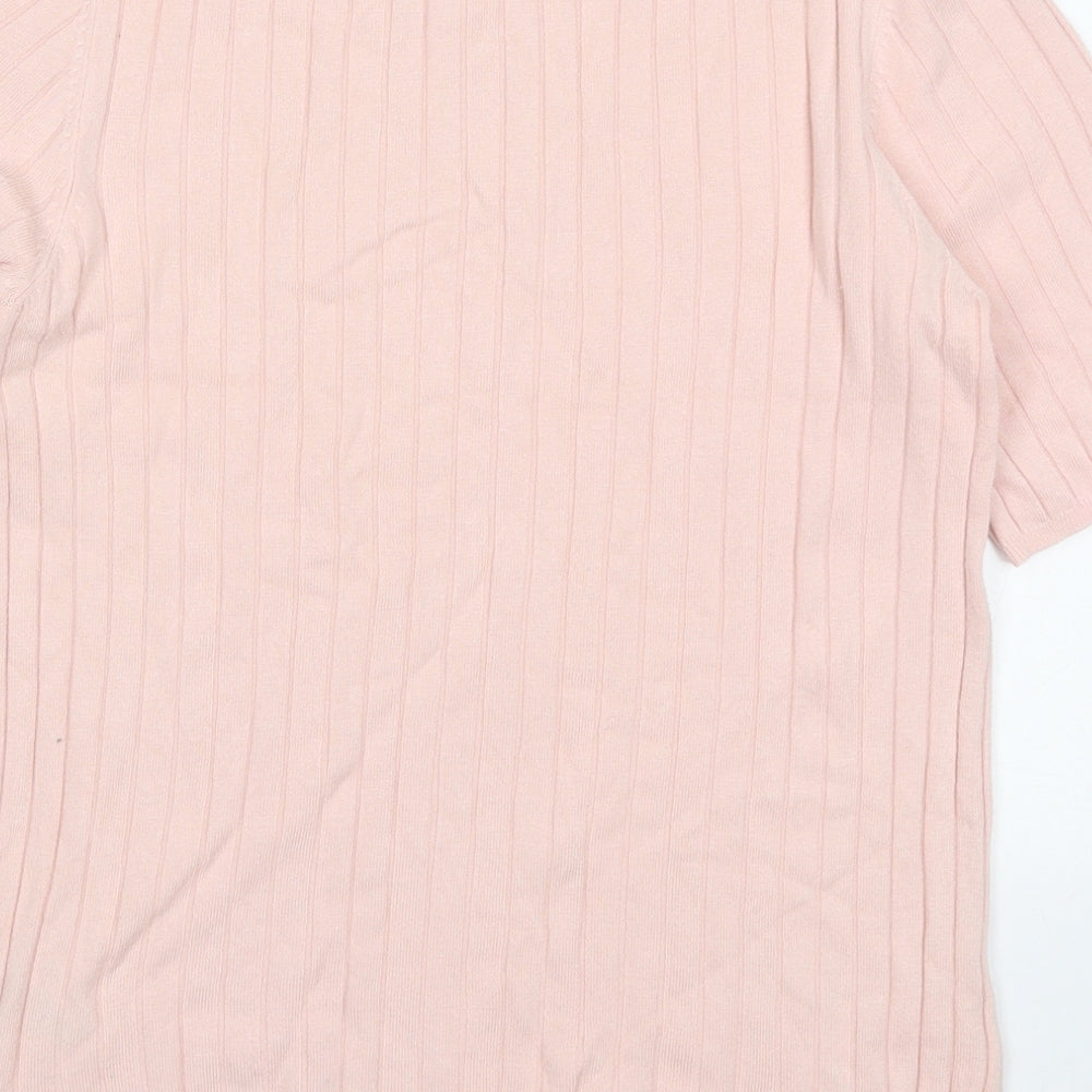 Marks and Spencer Womens Pink Crew Neck  Viscose Pullover Jumper Size 14