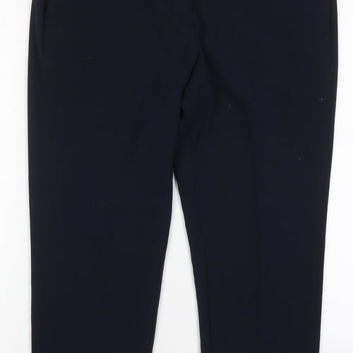 Marks and Spencer Womens Blue  Polyester Trousers  Size 14 L26 in Regular Hook & Eye