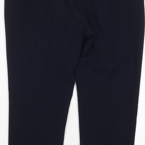 Marks and Spencer Womens Blue  Polyester Trousers  Size 14 L26 in Regular Hook & Eye