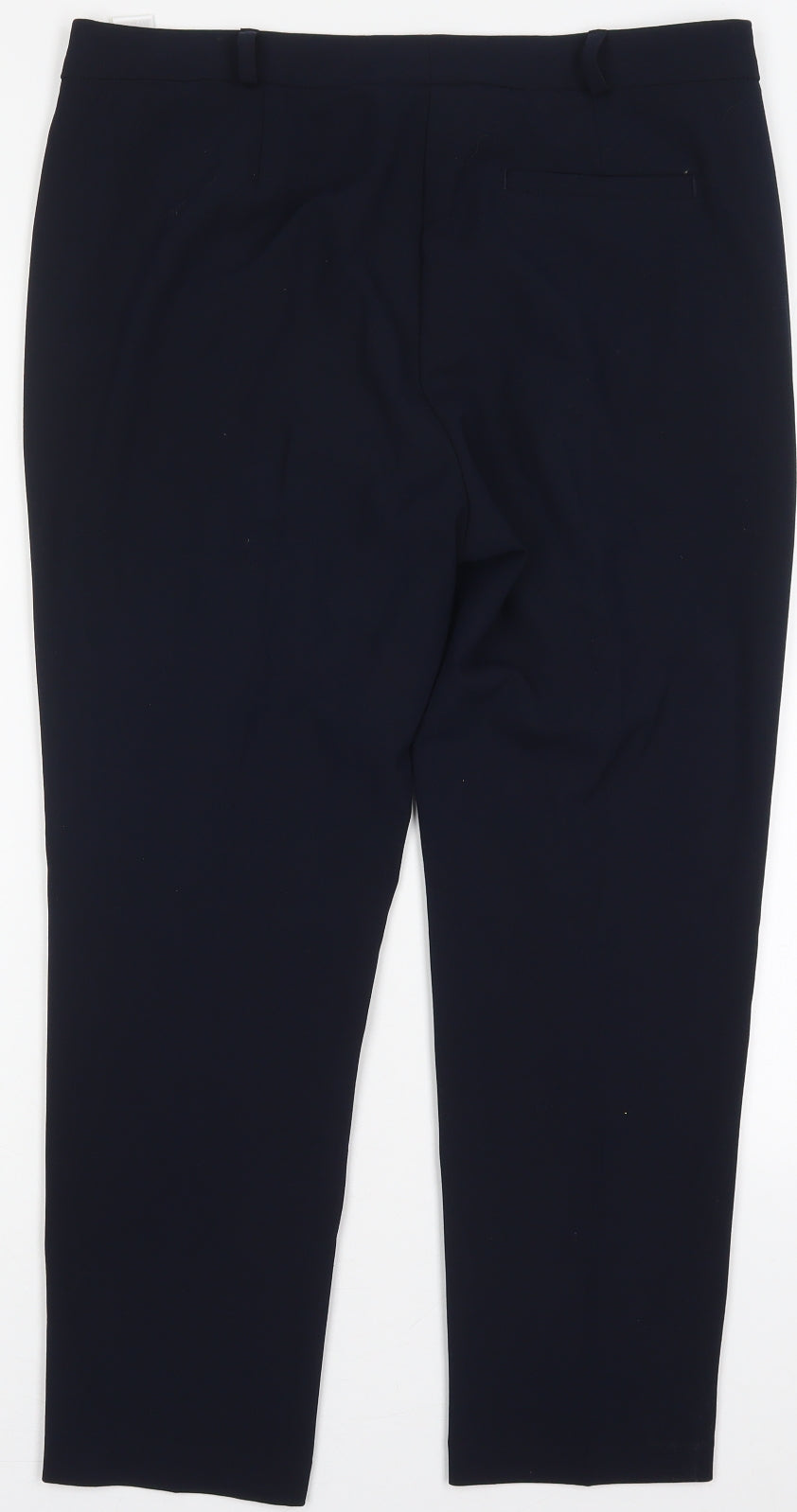 Marks and Spencer Womens Blue  Polyester Trousers  Size 14 L26 in Regular Hook & Eye
