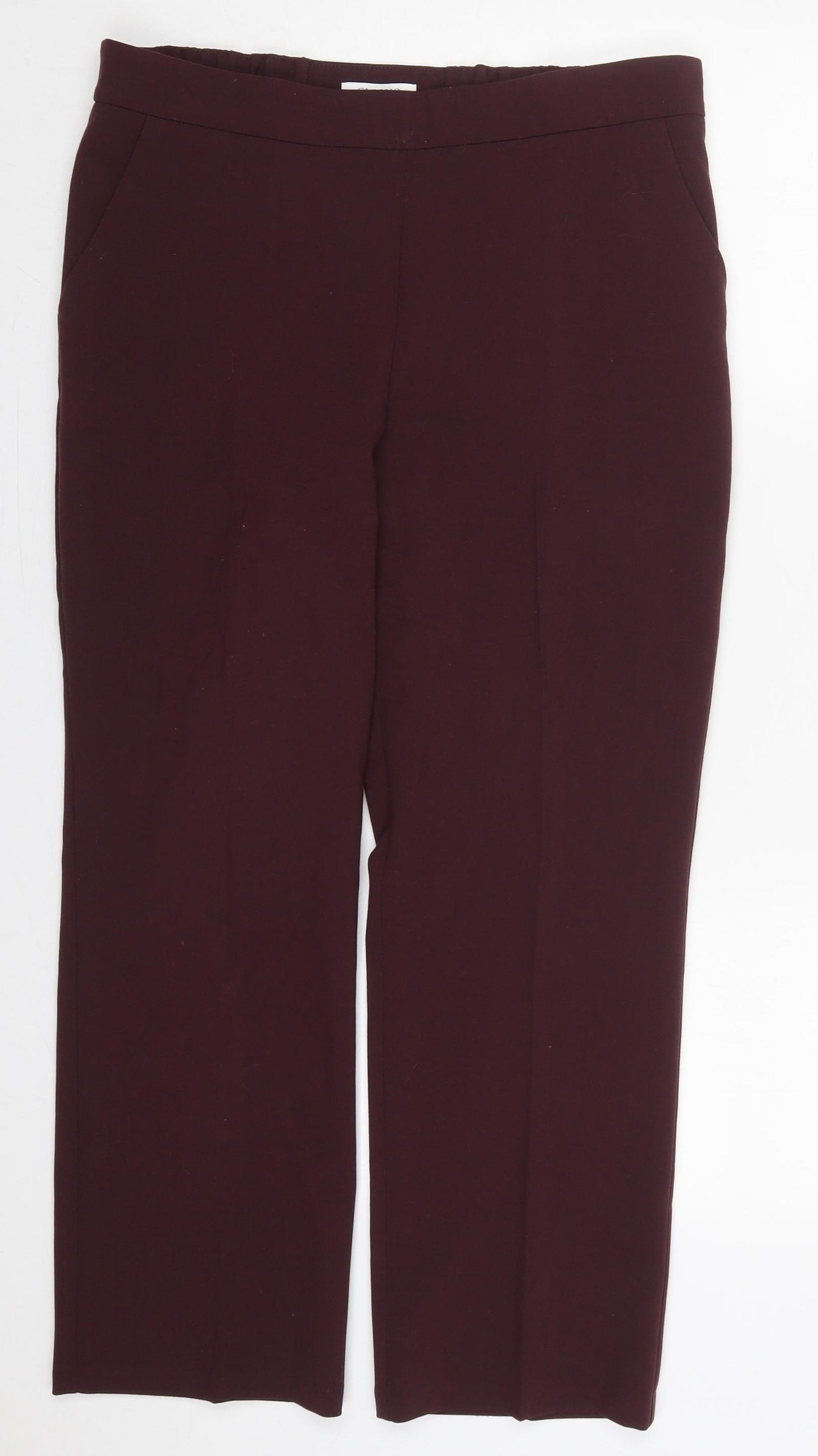 Marks and Spencer Womens Purple  Polyester Trousers  Size 14 L27 in Regular Zip - Burgundy