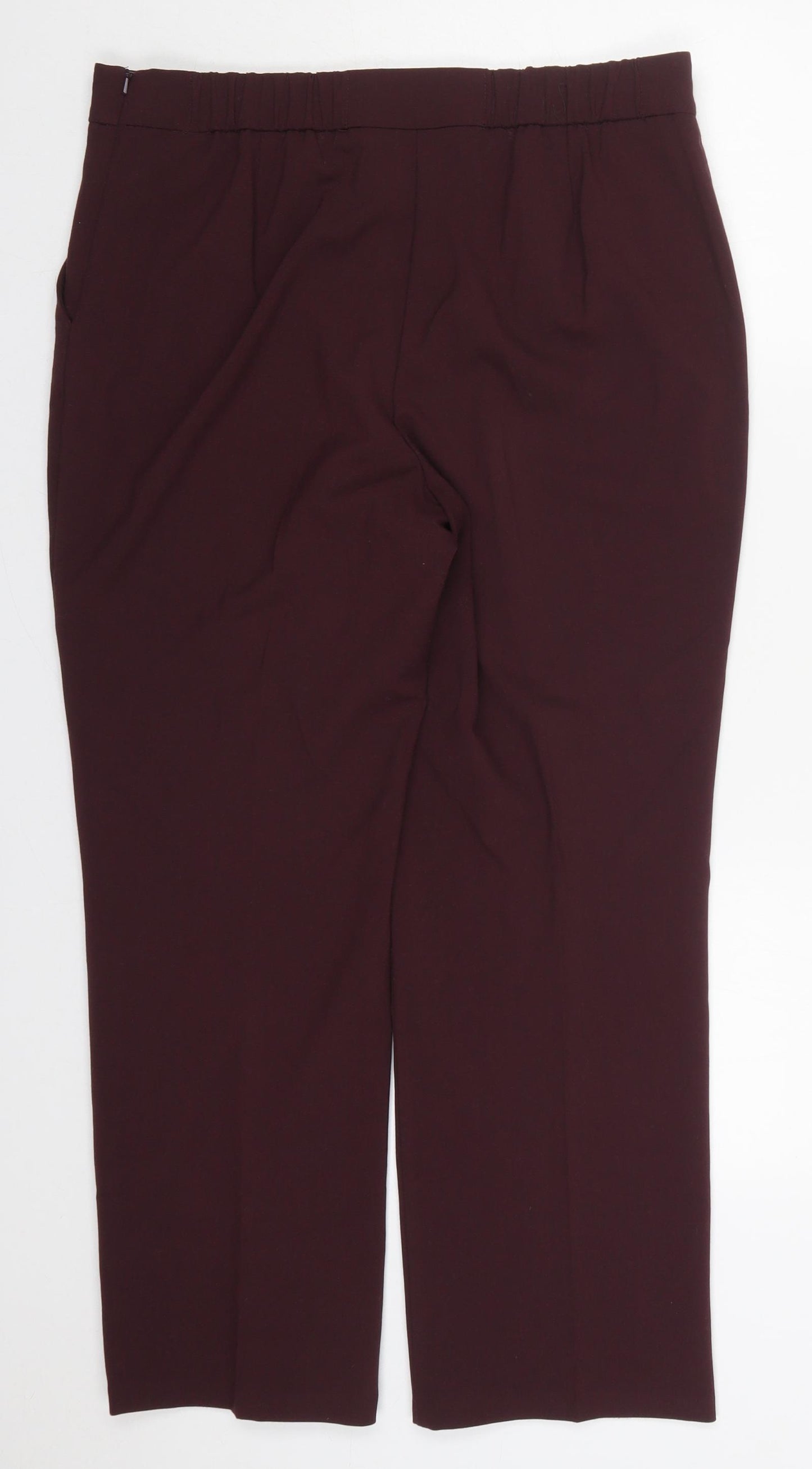 Marks and Spencer Womens Purple  Polyester Trousers  Size 14 L27 in Regular Zip - Burgundy