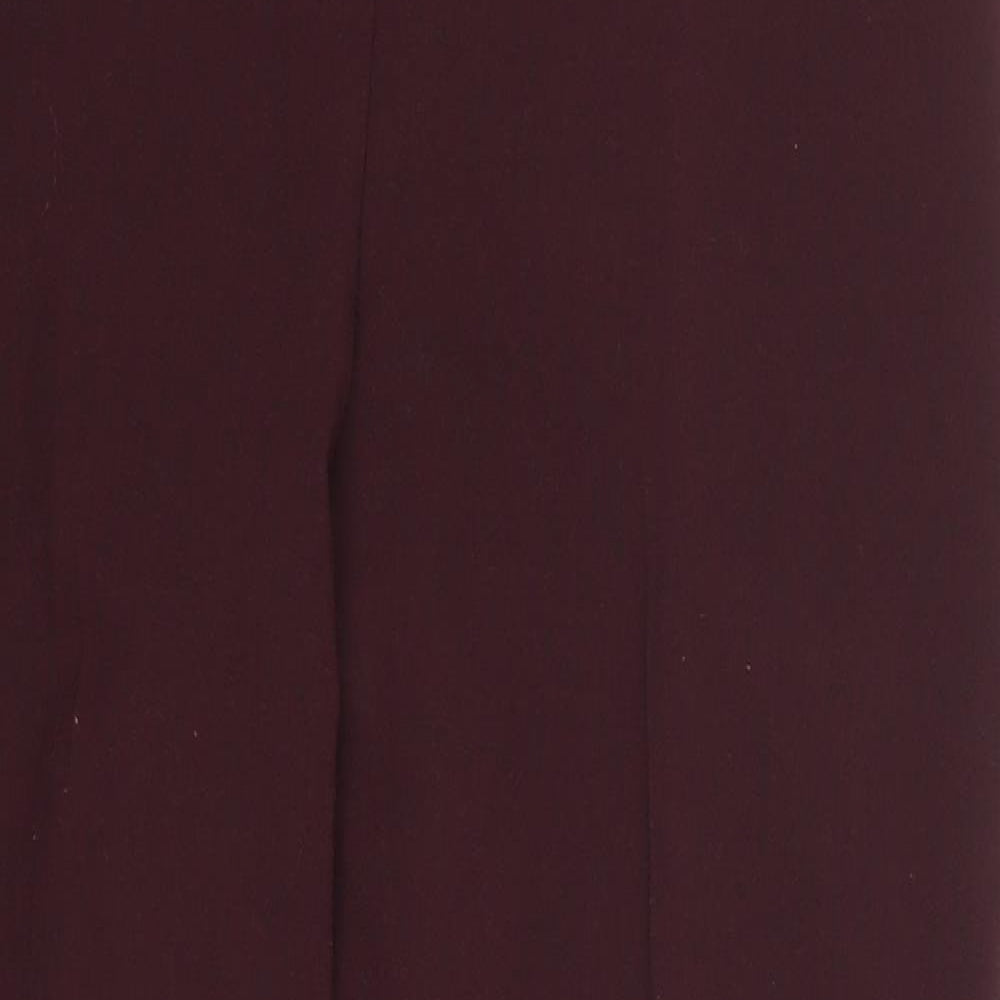 Marks and Spencer Womens Purple  Polyester Trousers  Size 14 L27 in Regular Zip - Burgundy