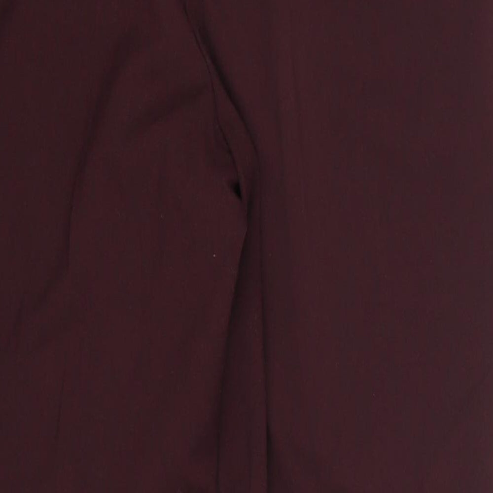 Marks and Spencer Womens Purple  Polyester Trousers  Size 14 L27 in Regular Zip - Burgundy