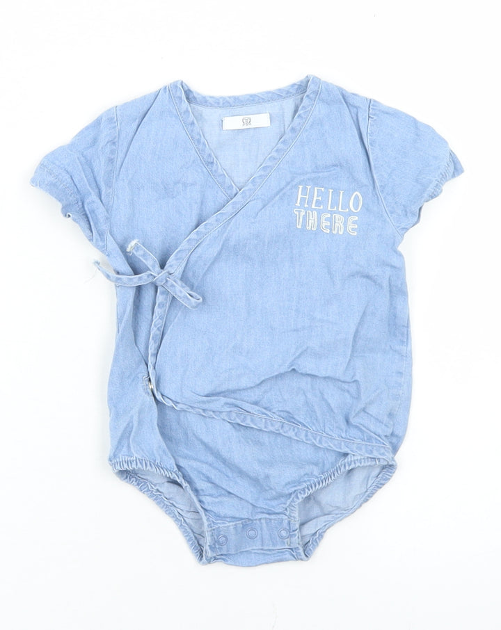 La Redoute Girls Blue Cotton Babygrow One-Piece Size 0-3 Months Tie