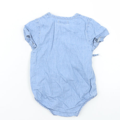 La Redoute Girls Blue  Cotton Babygrow One-Piece Size 0-3 Months  Tie