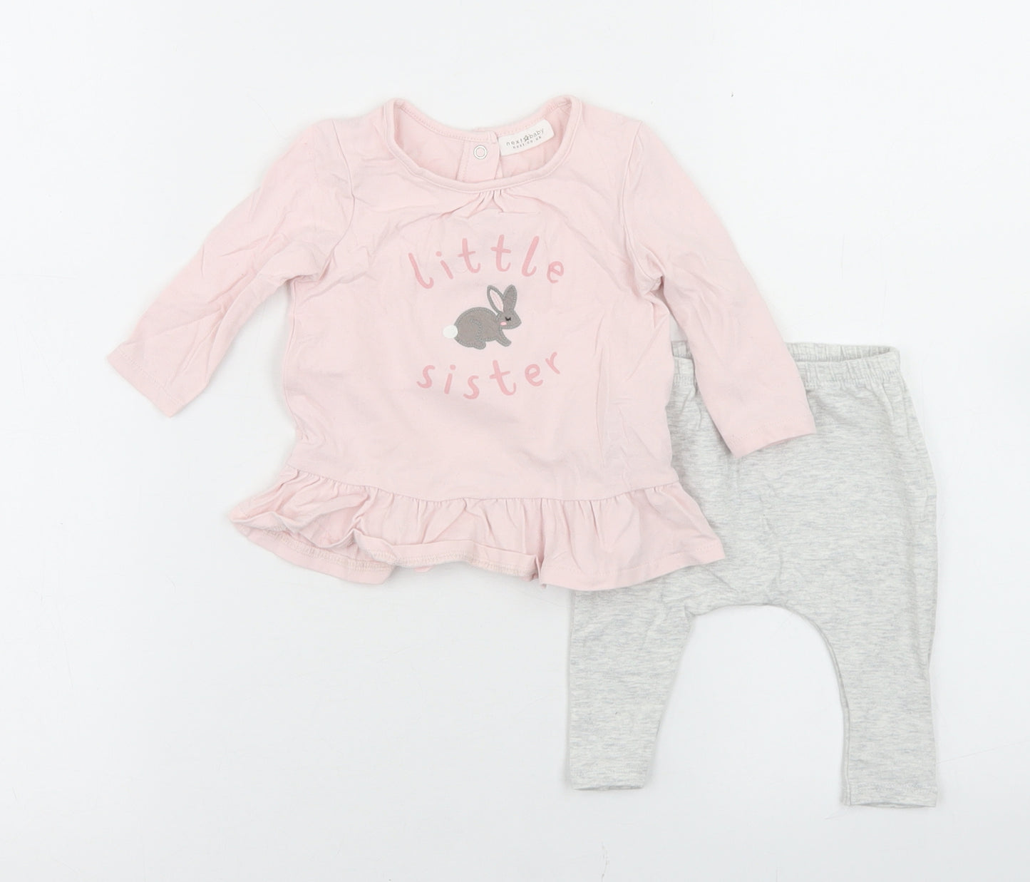 NEXT Girls Pink  Cotton Trousers Set Outfit/Set Size 0-3 Months  Snap - Little Sister