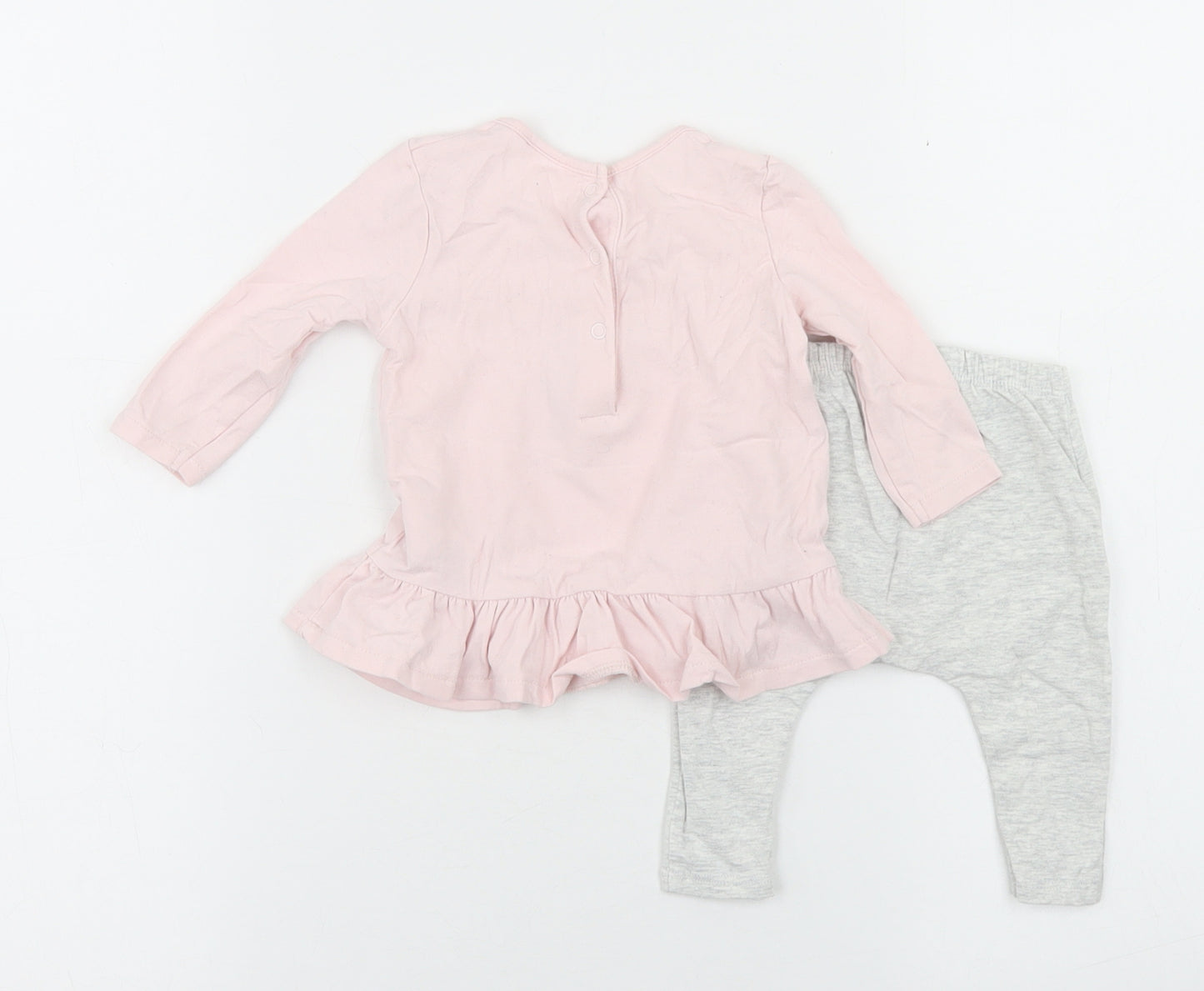 NEXT Girls Pink  Cotton Trousers Set Outfit/Set Size 0-3 Months  Snap - Little Sister