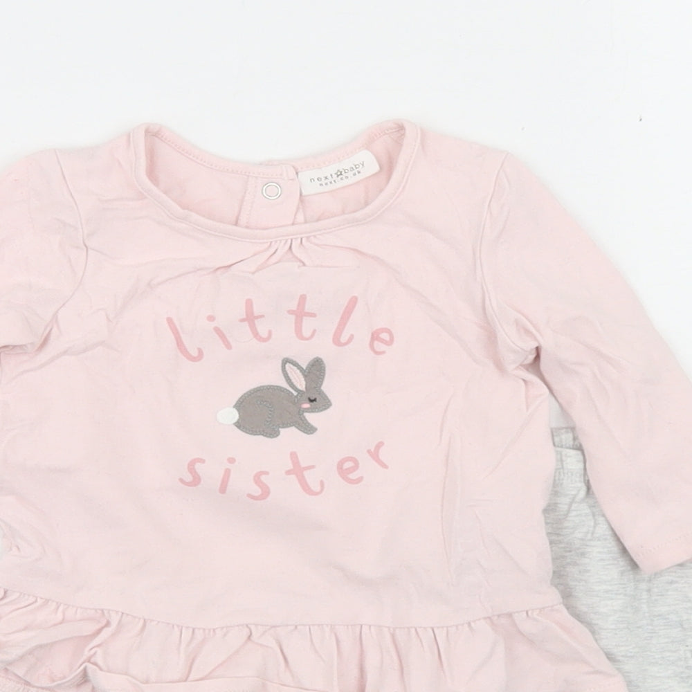 NEXT Girls Pink  Cotton Trousers Set Outfit/Set Size 0-3 Months  Snap - Little Sister