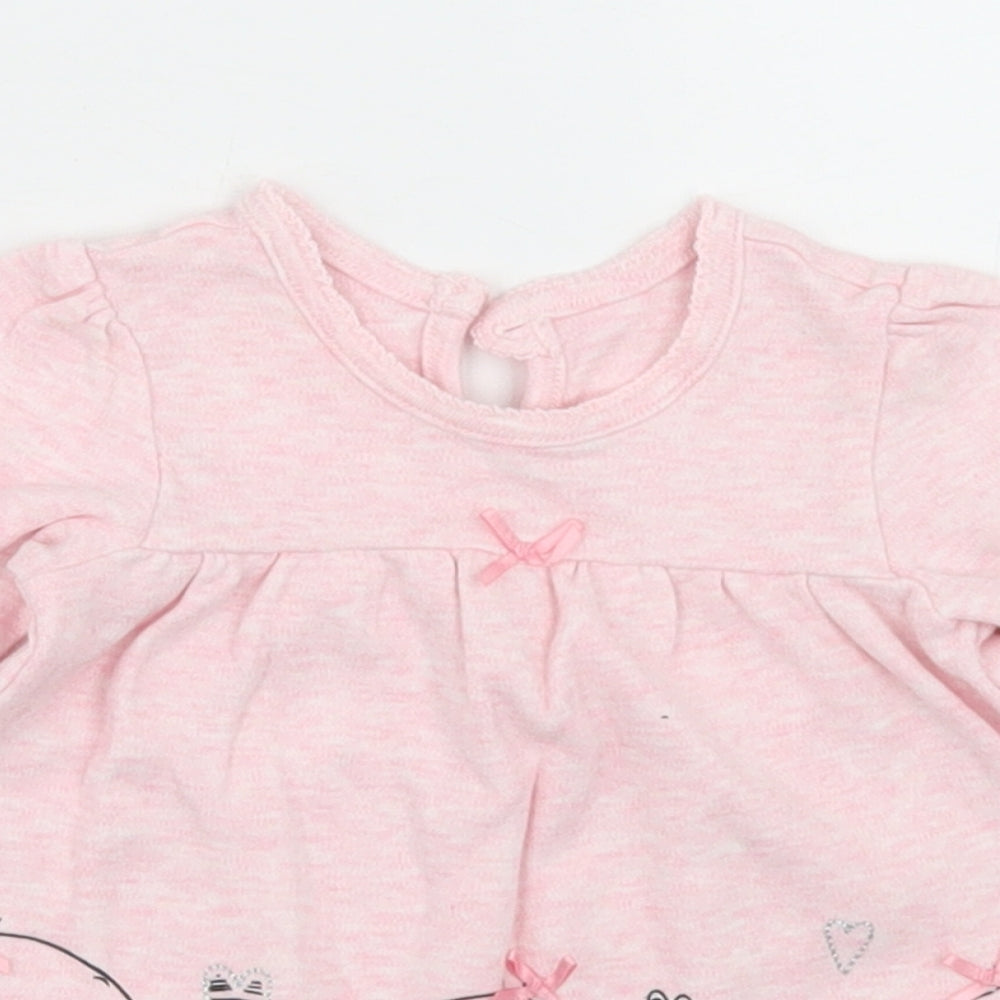 George Girls Pink  Cotton A-Line  Size 0-3 Months  Round Neck Button - Looney Tunes Tweety Pie