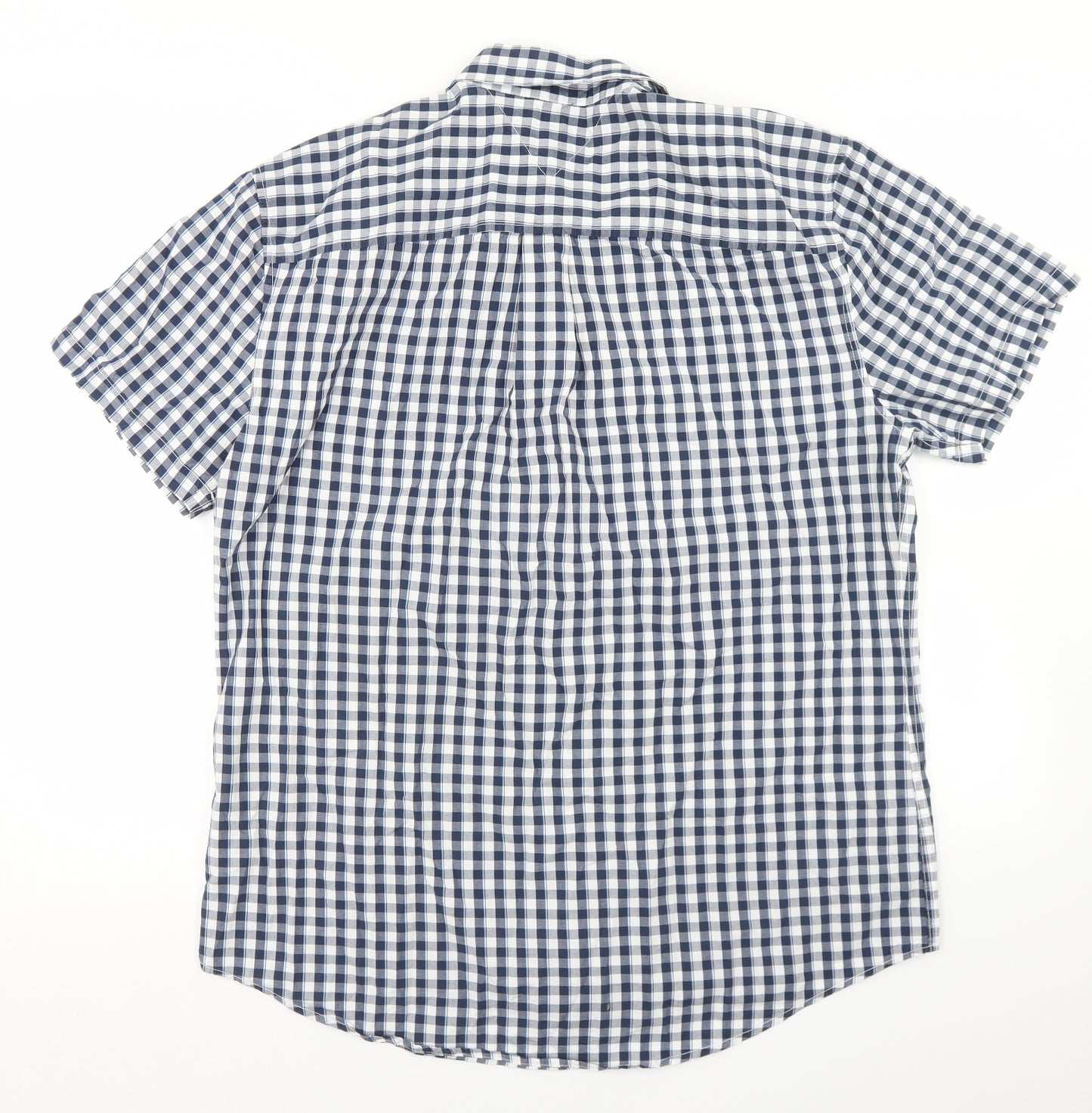 Tommy Hilfiger Mens Blue Check Cotton  Button-Up Size XL Collared Button