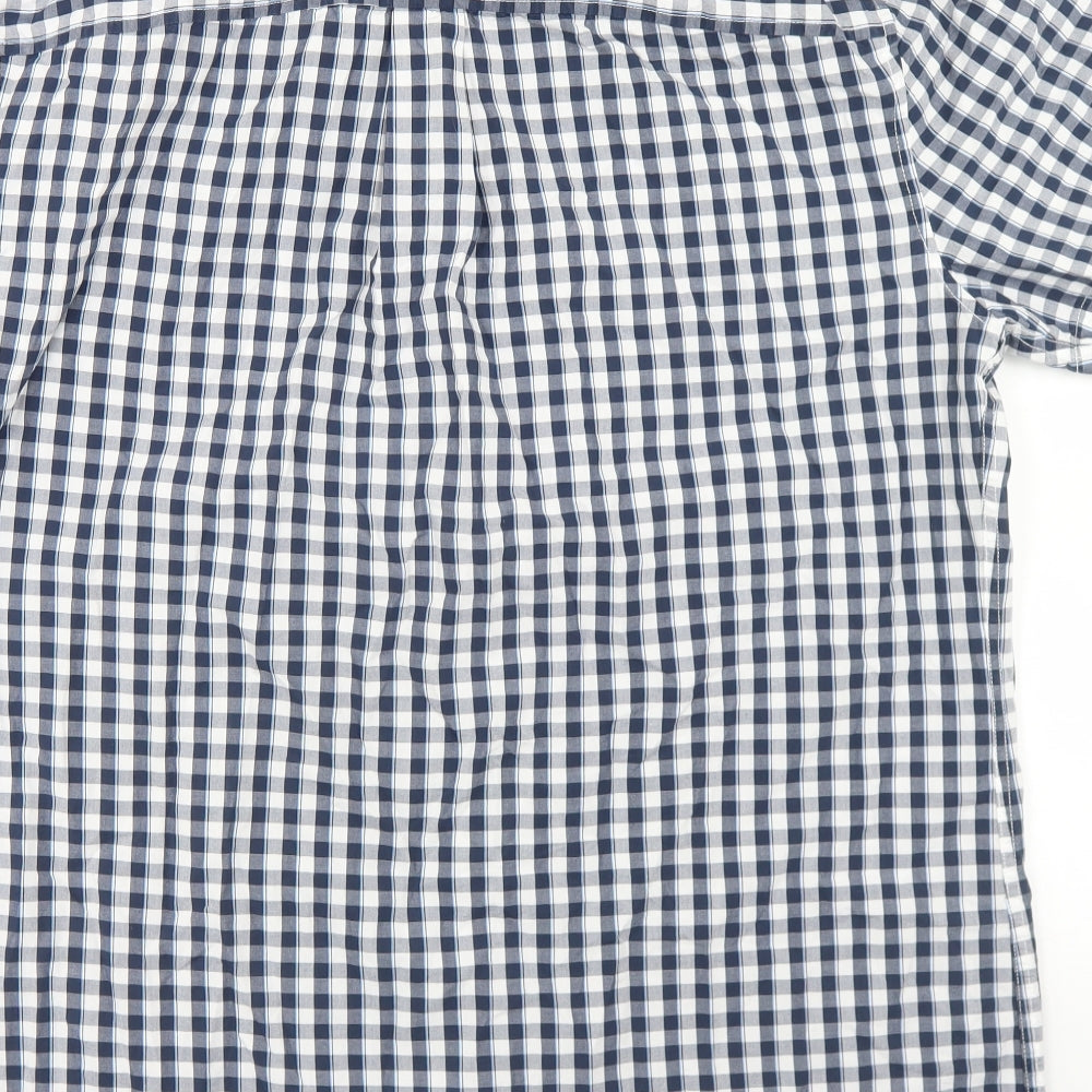 Tommy Hilfiger Mens Blue Check Cotton  Button-Up Size XL Collared Button
