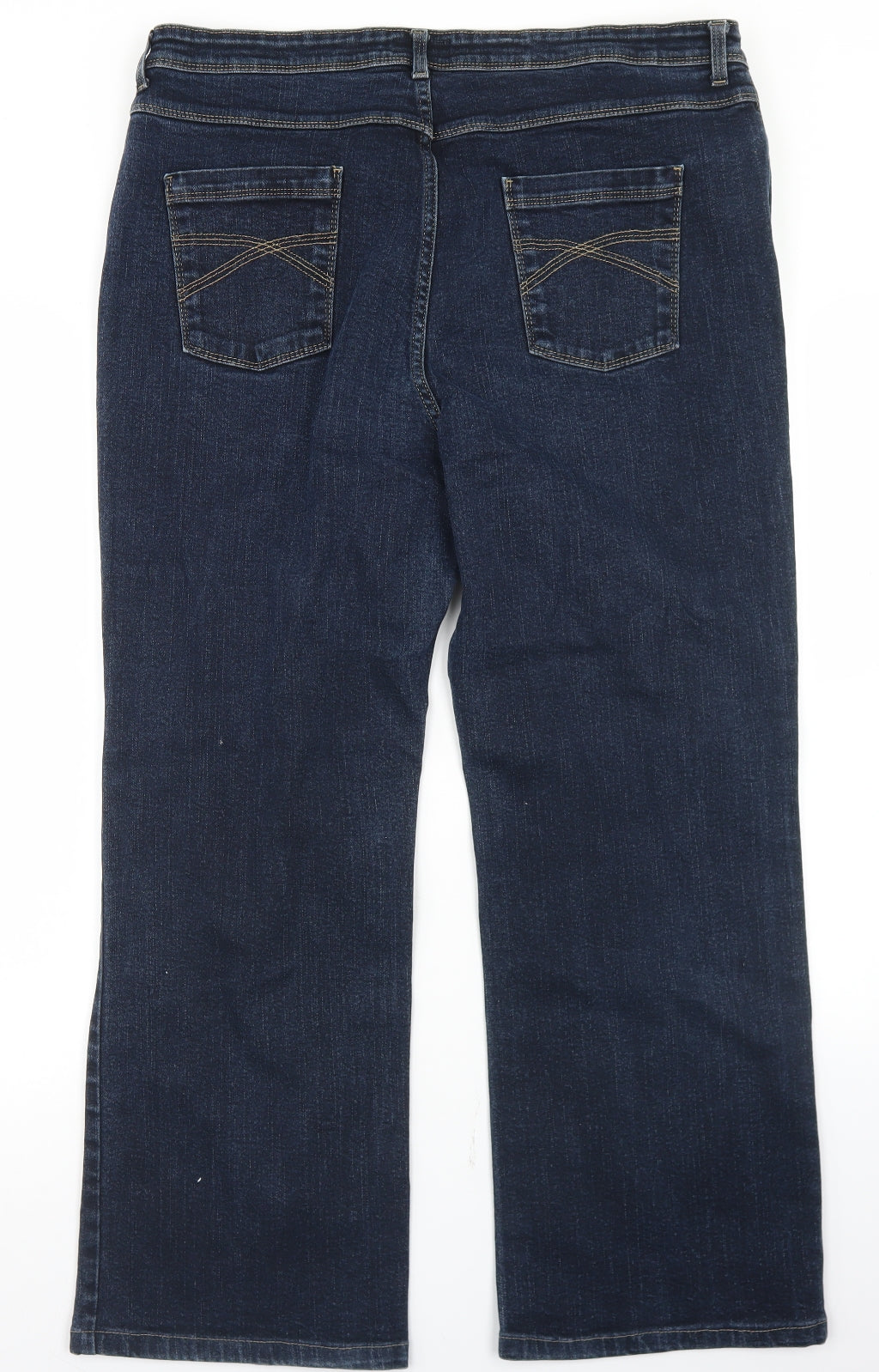 Per Una Womens Blue  Cotton Bootcut Jeans Size 20 L27 in Regular Button