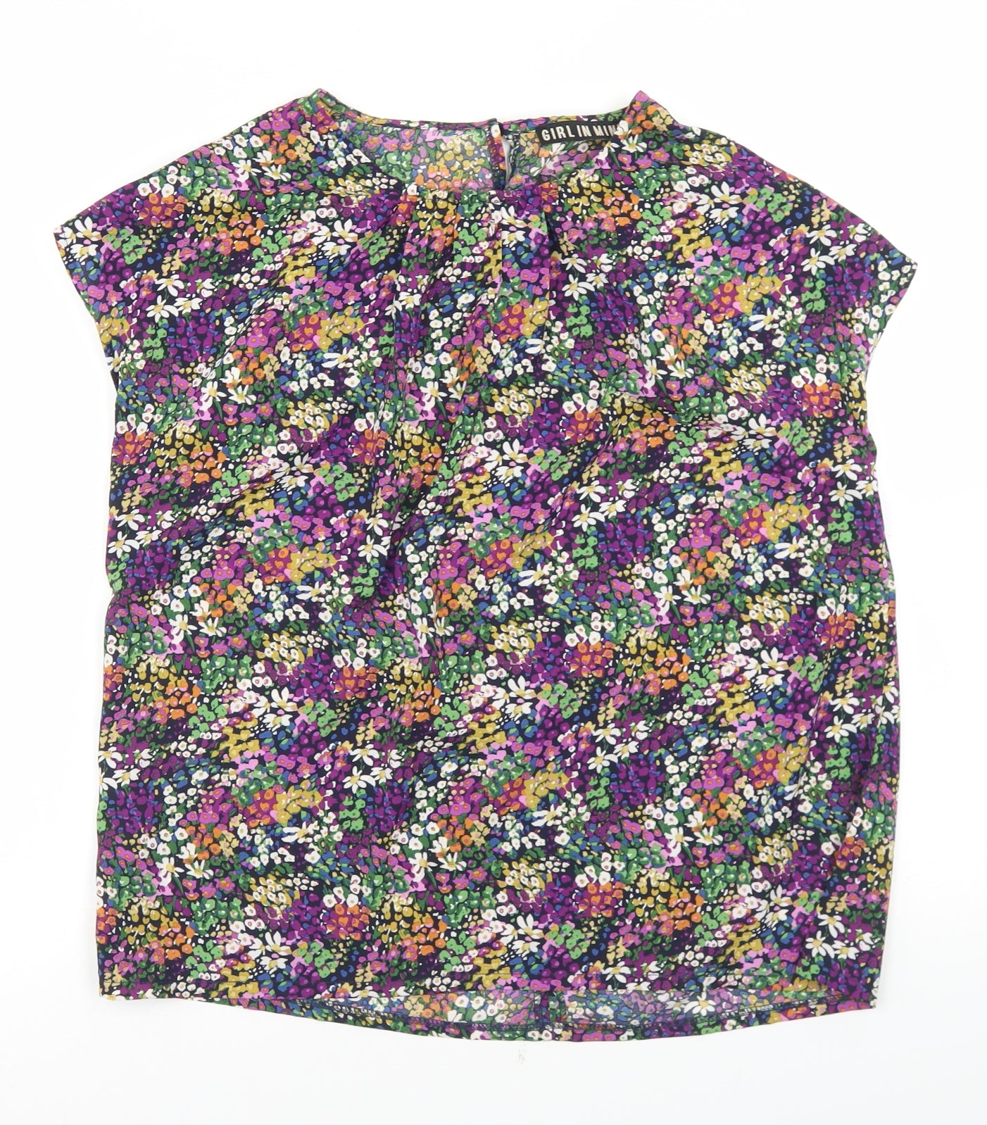 Girl in Mind Womens Multicoloured Floral Polyester Basic Blouse Size 10 Round Neck