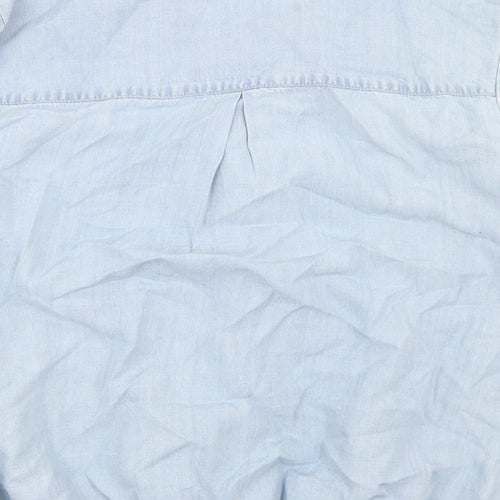 F&F Womens Blue  Lyocell Wrap Blouse Size 10 Round Neck