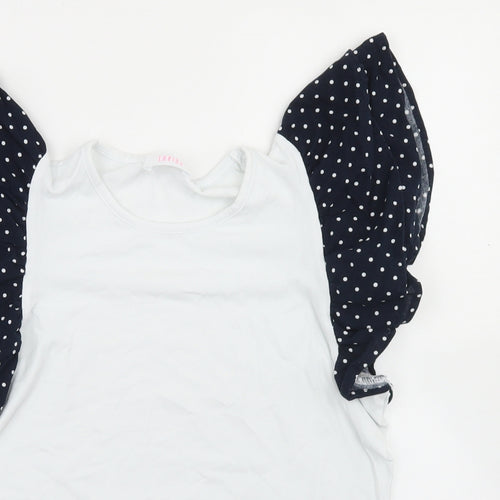 Savida Womens White Polka Dot Cotton Basic T-Shirt Size M Round Neck