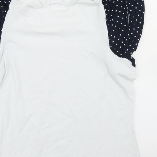Savida Womens White Polka Dot Cotton Basic T-Shirt Size M Round Neck