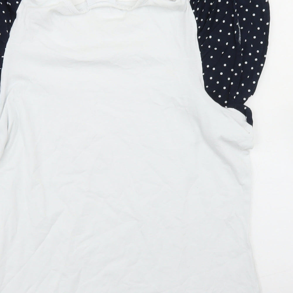 Savida Womens White Polka Dot Cotton Basic T-Shirt Size M Round Neck