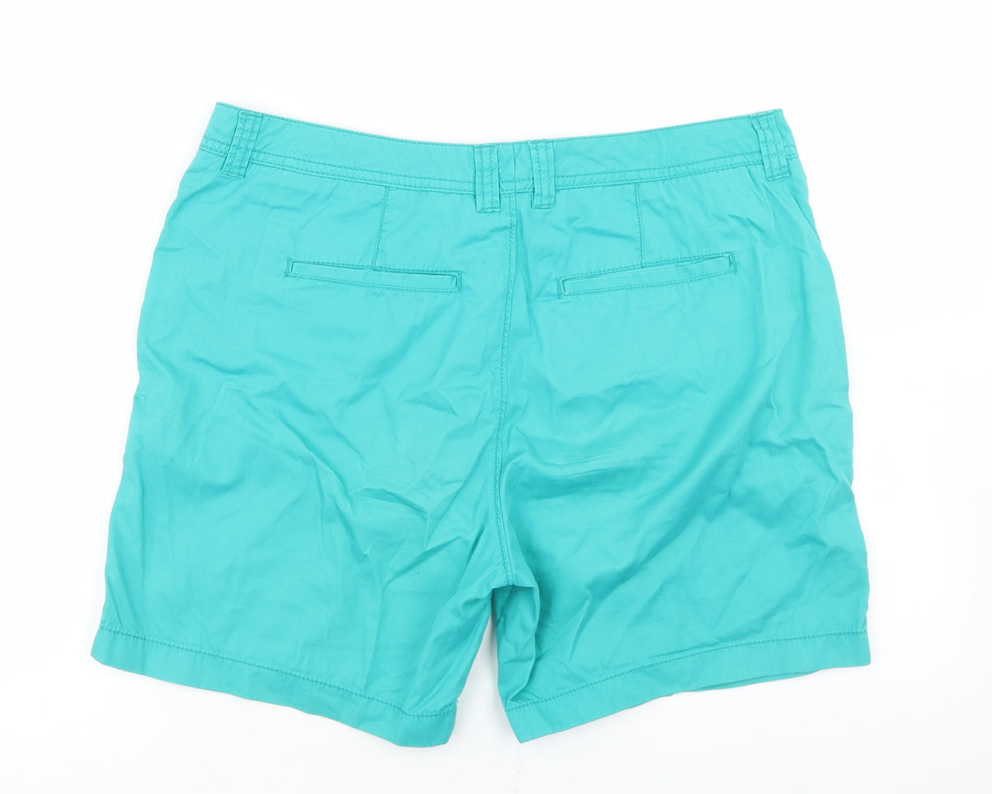 F&F Womens Green  Cotton Bermuda Shorts Size 12 L5 in Regular Button