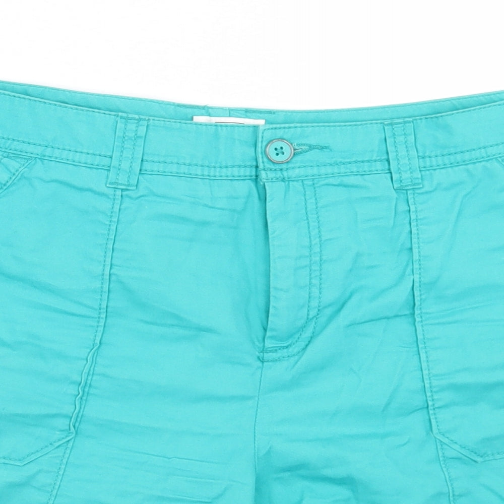F&F Womens Green  Cotton Bermuda Shorts Size 12 L5 in Regular Button