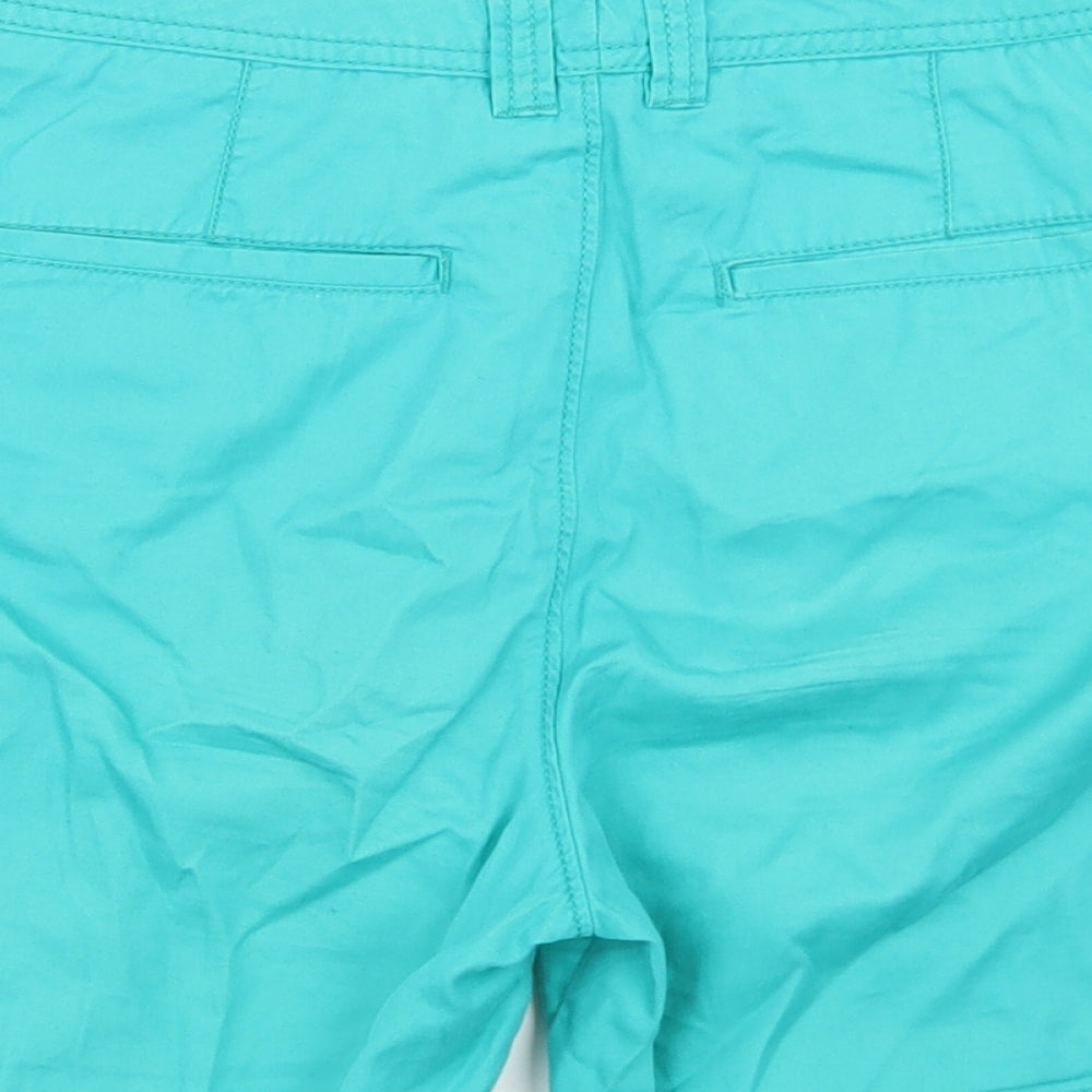 F&F Womens Green  Cotton Bermuda Shorts Size 12 L5 in Regular Button