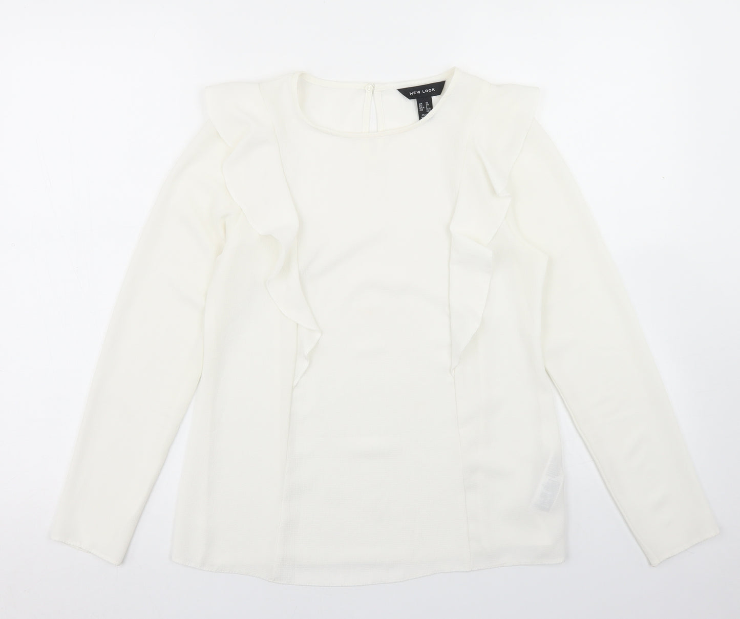 New Look Womens Ivory  Polyester Basic Blouse Size 10 Round Neck