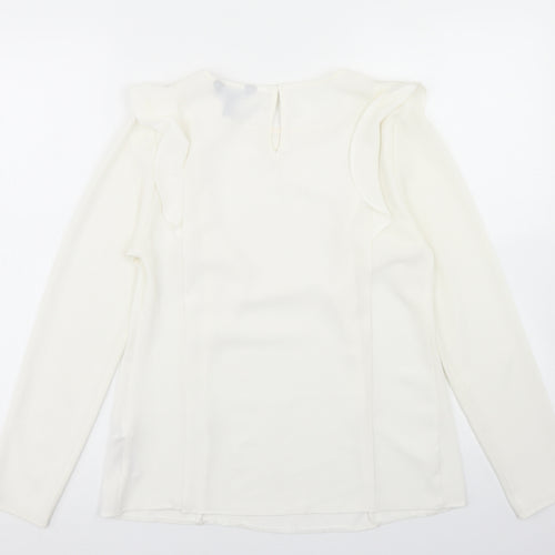 New Look Womens Ivory  Polyester Basic Blouse Size 10 Round Neck