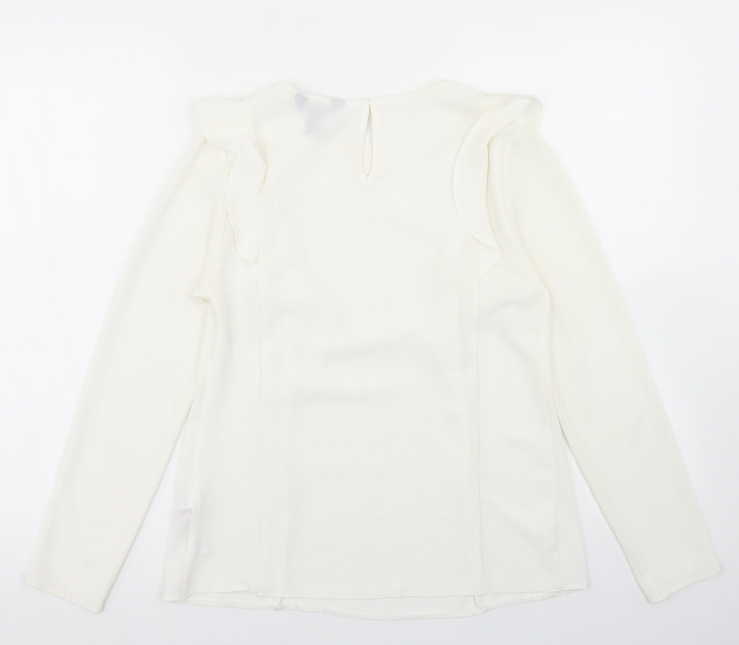 New Look Womens Ivory  Polyester Basic Blouse Size 10 Round Neck