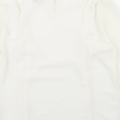New Look Womens Ivory  Polyester Basic Blouse Size 10 Round Neck