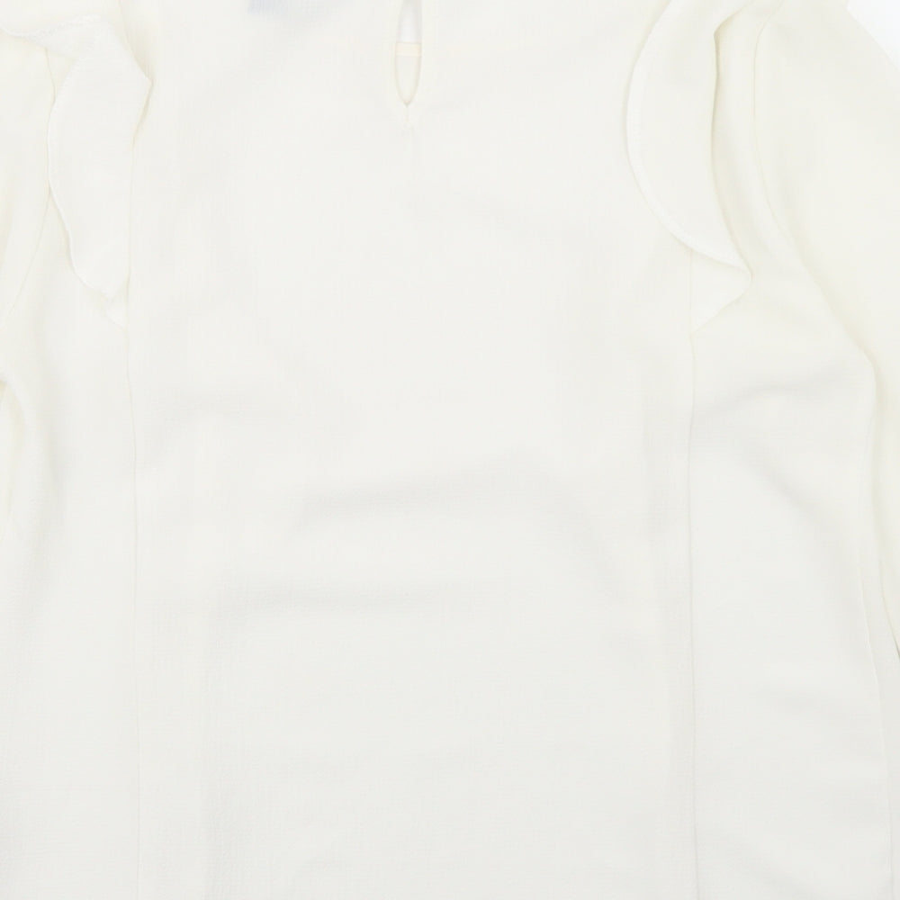 New Look Womens Ivory  Polyester Basic Blouse Size 10 Round Neck