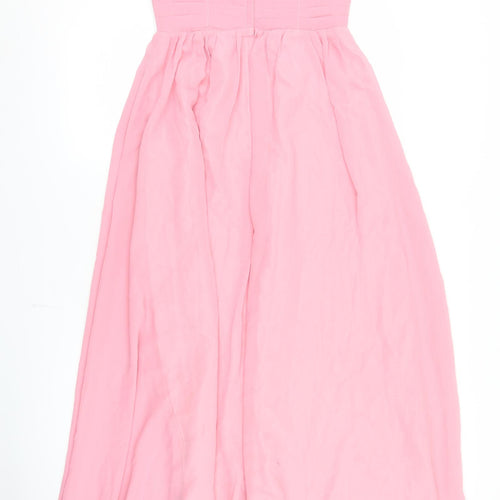Tu Es Belle Womens Pink  Polyester Ball Gown  Size 12  Round Neck Hook & Eye - Occasionwear