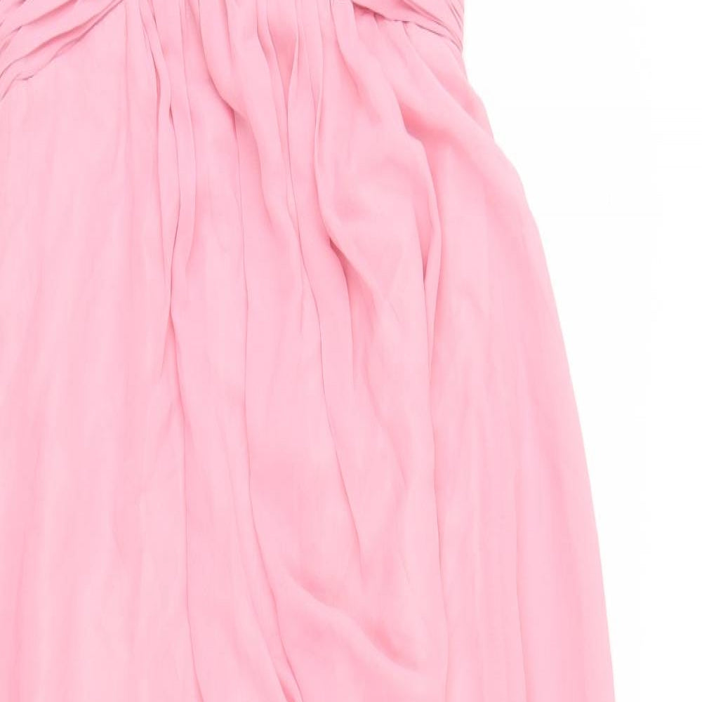 Tu Es Belle Womens Pink  Polyester Ball Gown  Size 12  Round Neck Hook & Eye - Occasionwear