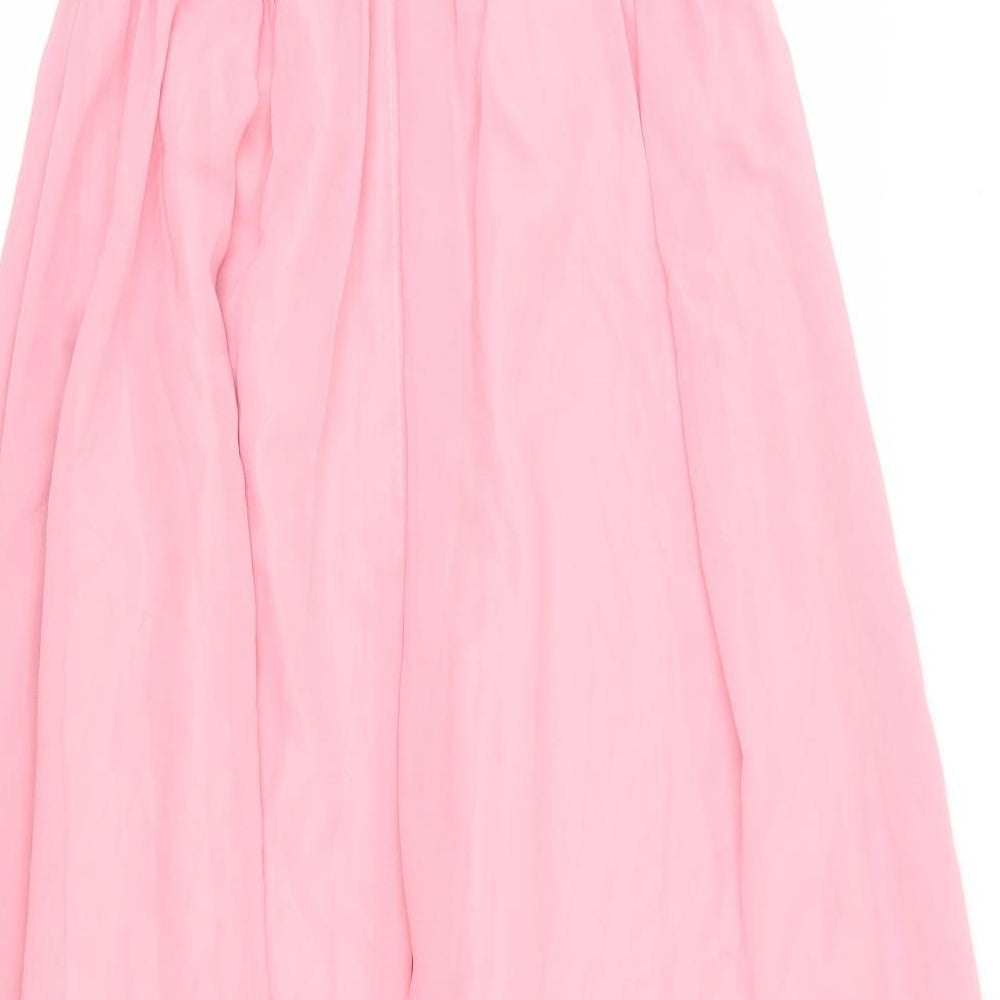 Tu Es Belle Womens Pink  Polyester Ball Gown  Size 12  Round Neck Hook & Eye - Occasionwear