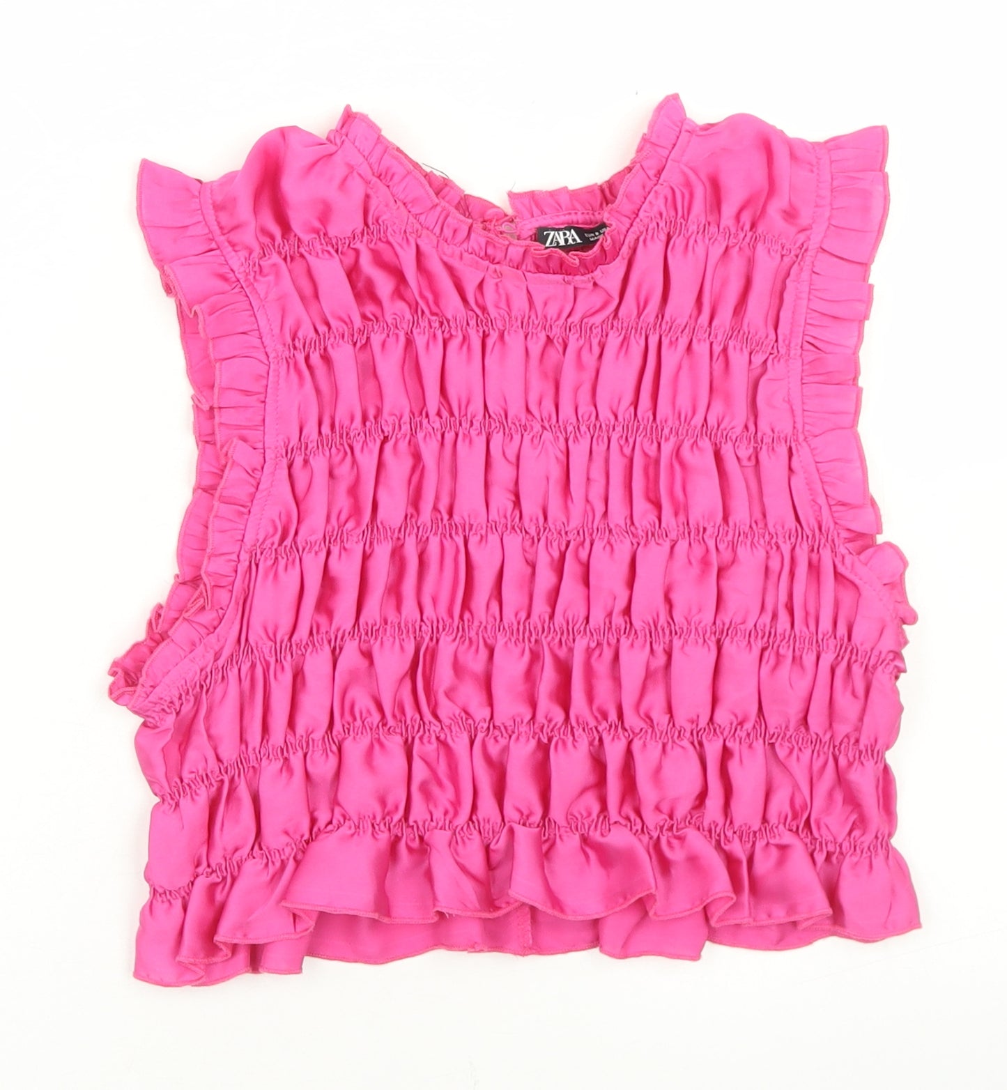 Zara Womens Pink  Polyester Cropped Tank Size S Round Neck