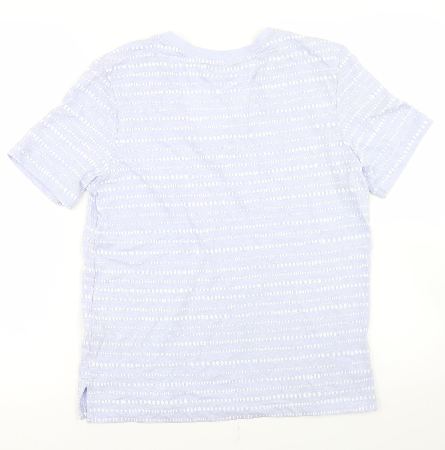 Marks and Spencer Womens Purple Polka Dot Cotton Basic T-Shirt Size 6 V-Neck