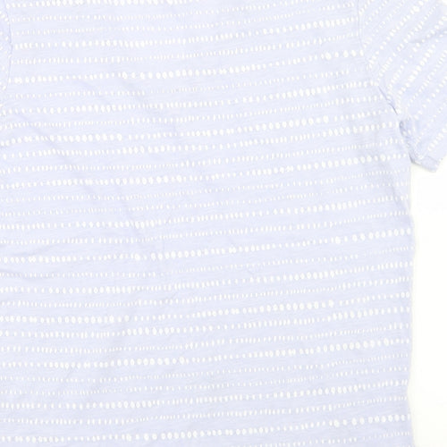 Marks and Spencer Womens Purple Polka Dot Cotton Basic T-Shirt Size 6 V-Neck