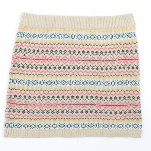 Atmosphere Womens Beige Fair Isle Acrylic A-Line Skirt Size 12