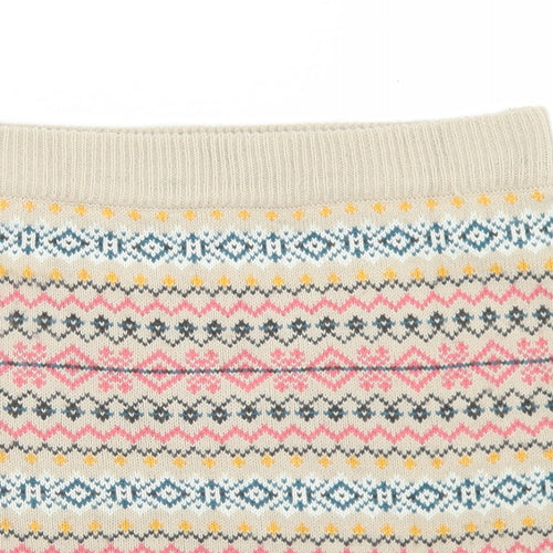 Atmosphere Womens Beige Fair Isle Acrylic A-Line Skirt Size 12