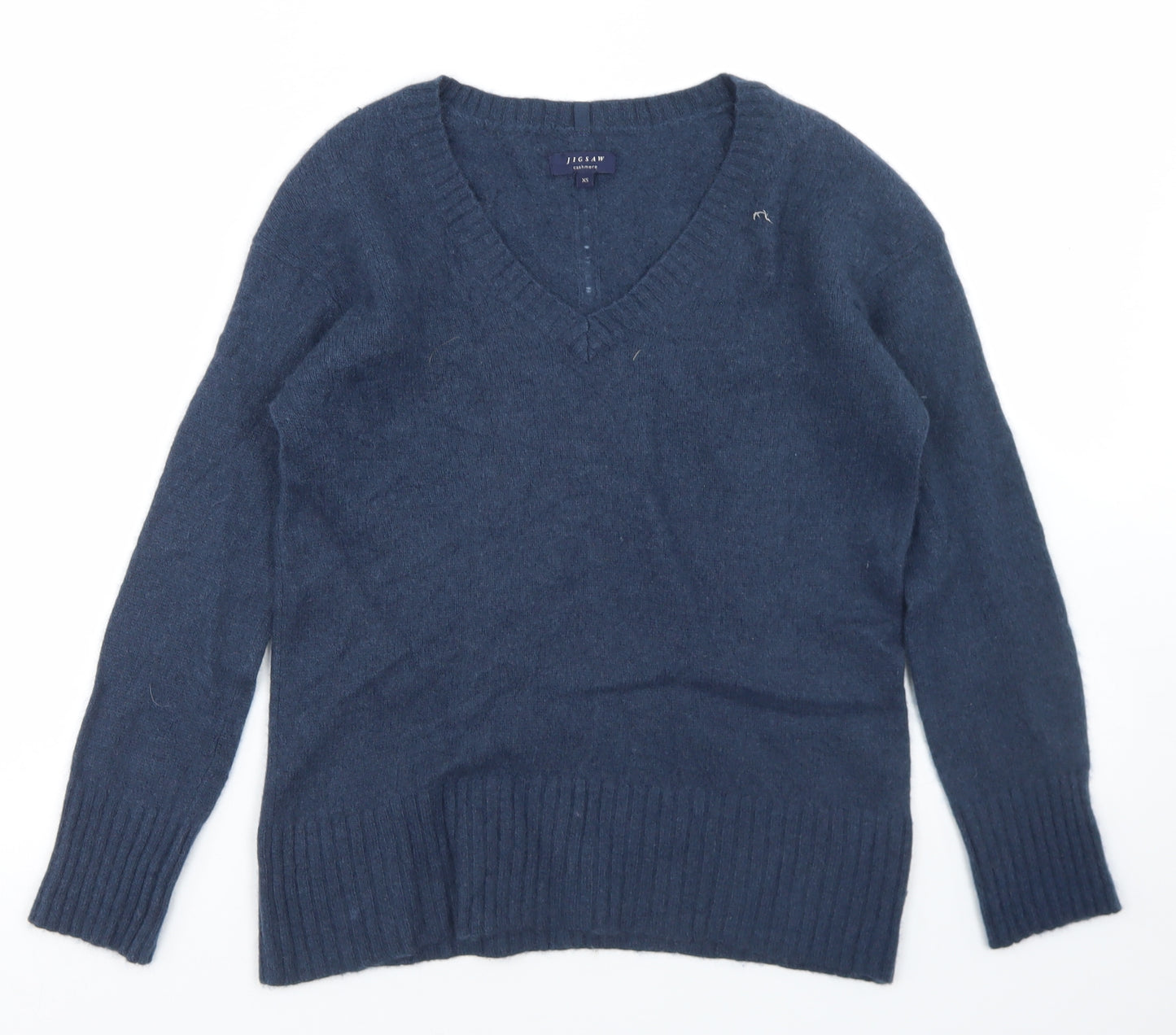 Jigsaw Womens Blue V-Neck  Cashmere Pullover Jumper Size XS