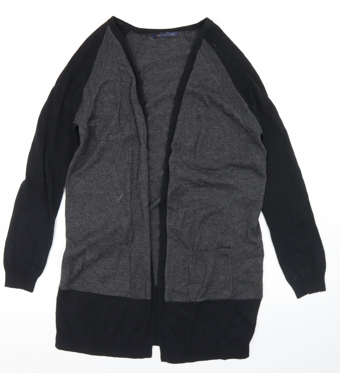 Marks and Spencer Womens Grey Round Neck  Wool Cardigan Jumper Size 10