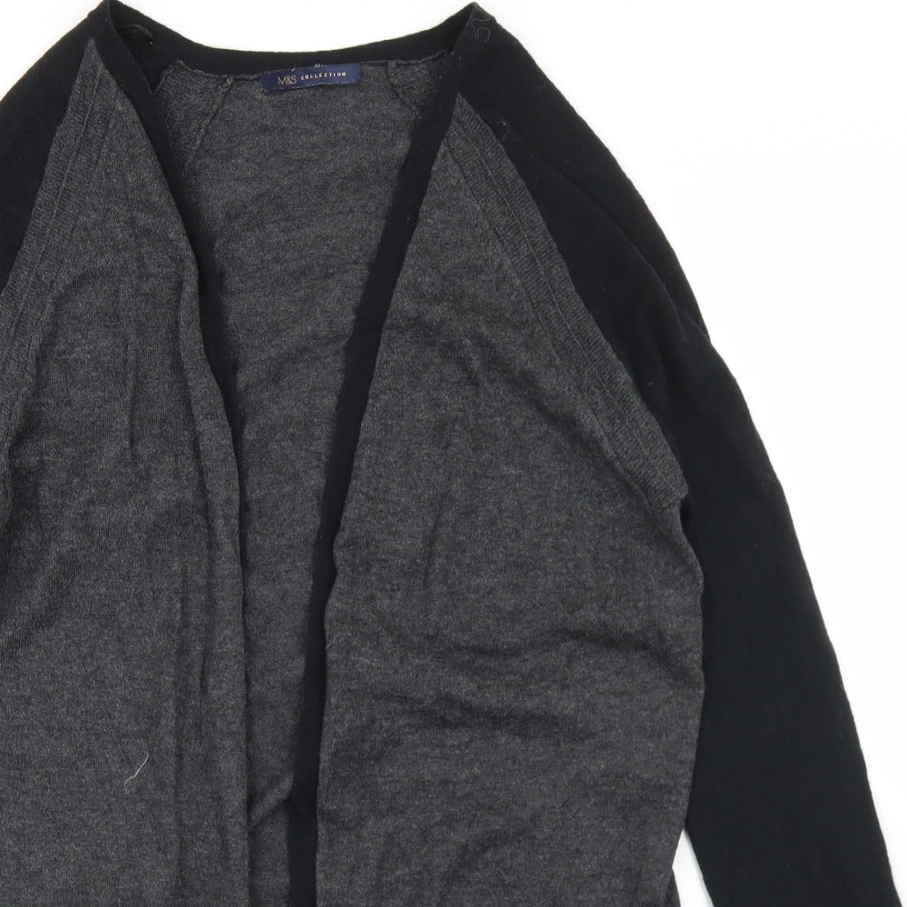 Marks and Spencer Womens Grey Round Neck  Wool Cardigan Jumper Size 10
