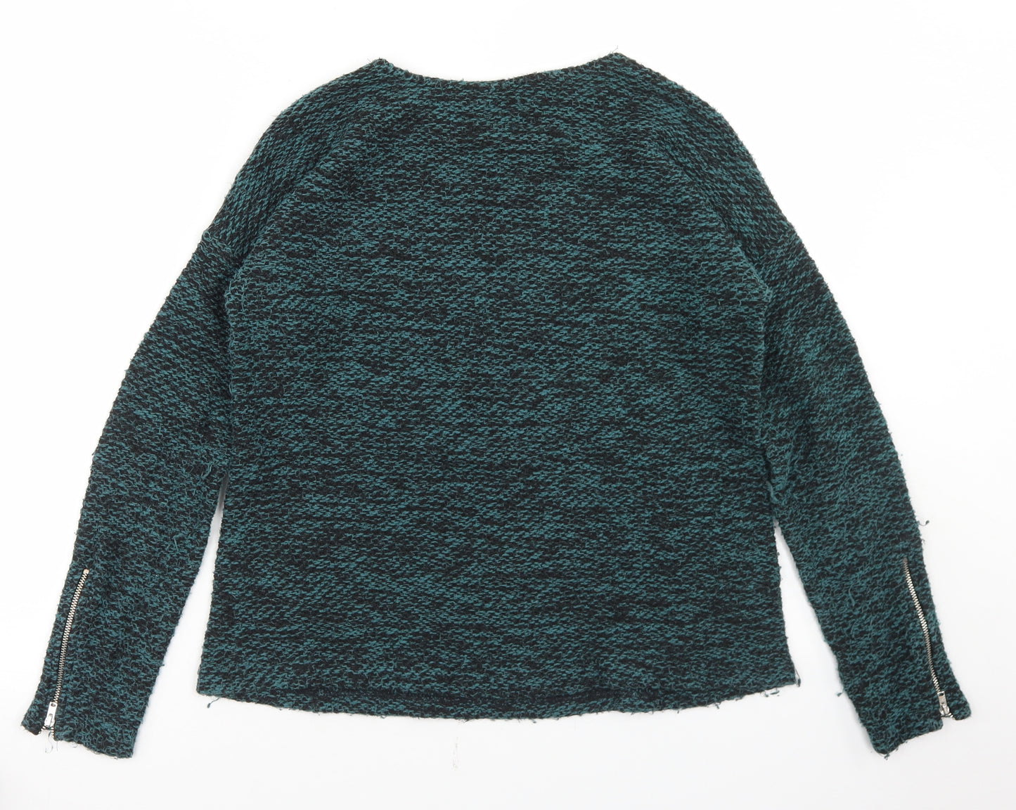 Indigo Womens Green Round Neck  Cotton Pullover Jumper Size 10