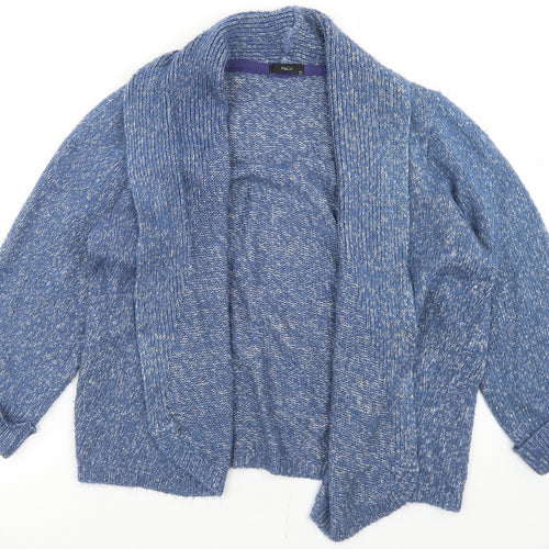 M&Co Womens Blue Collared  Acrylic Cardigan Jumper Size 14