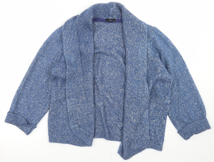 M&Co Womens Blue Collared  Acrylic Cardigan Jumper Size 14