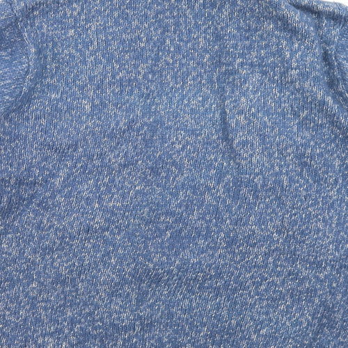 M&Co Womens Blue Collared  Acrylic Cardigan Jumper Size 14