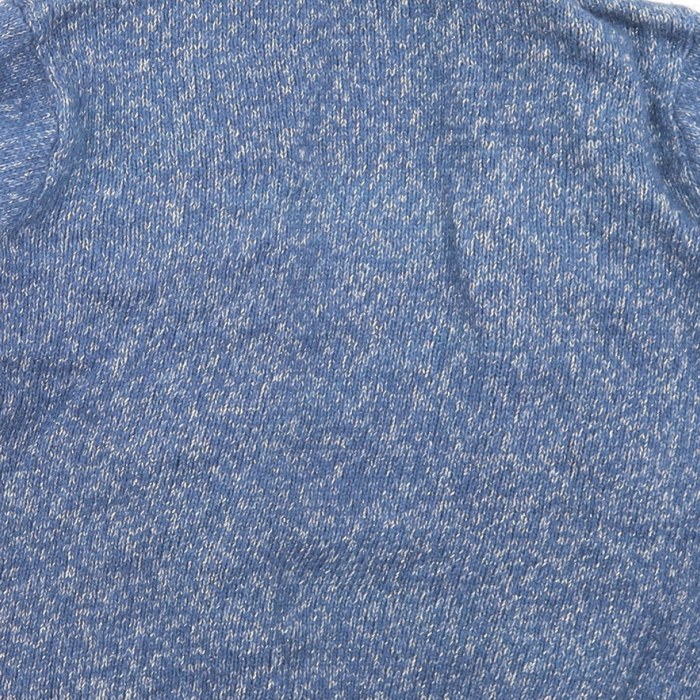 M&Co Womens Blue Collared  Acrylic Cardigan Jumper Size 14
