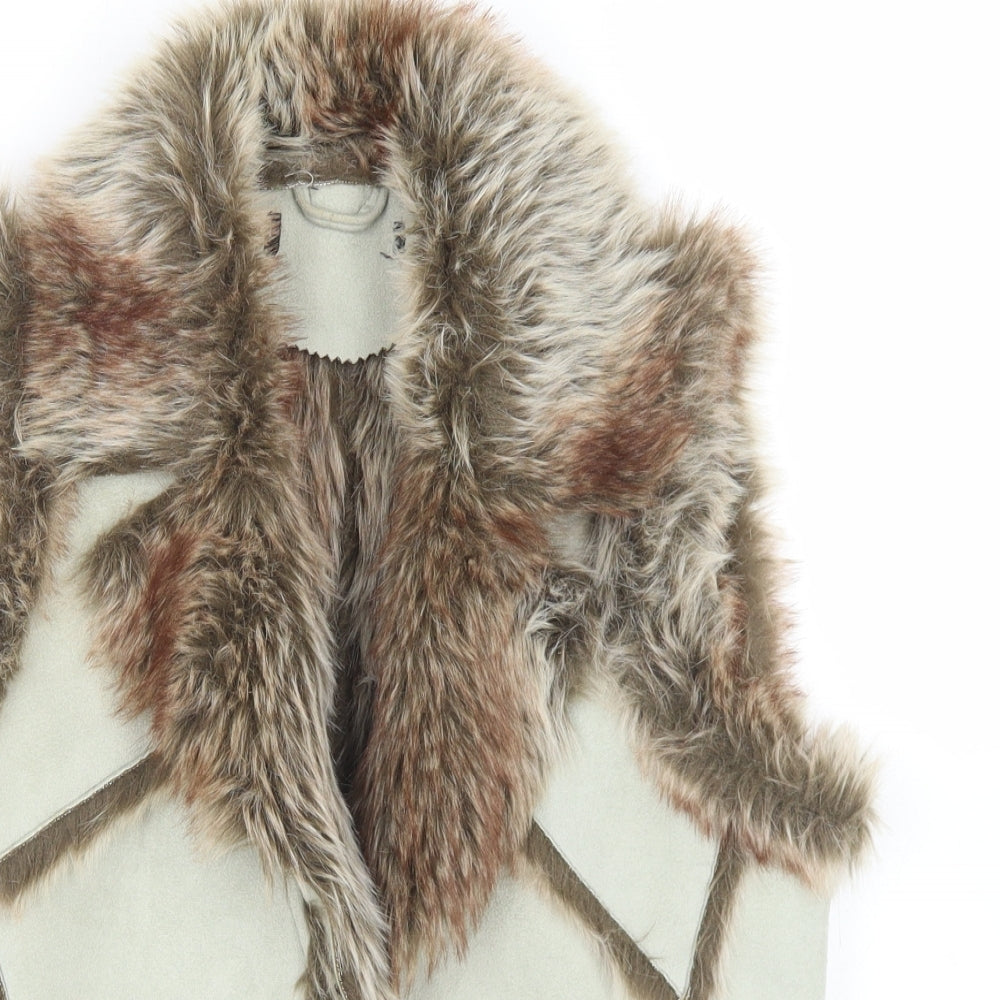 Dorothy Perkins Womens Beige   Gilet Coat Size 12  Snap